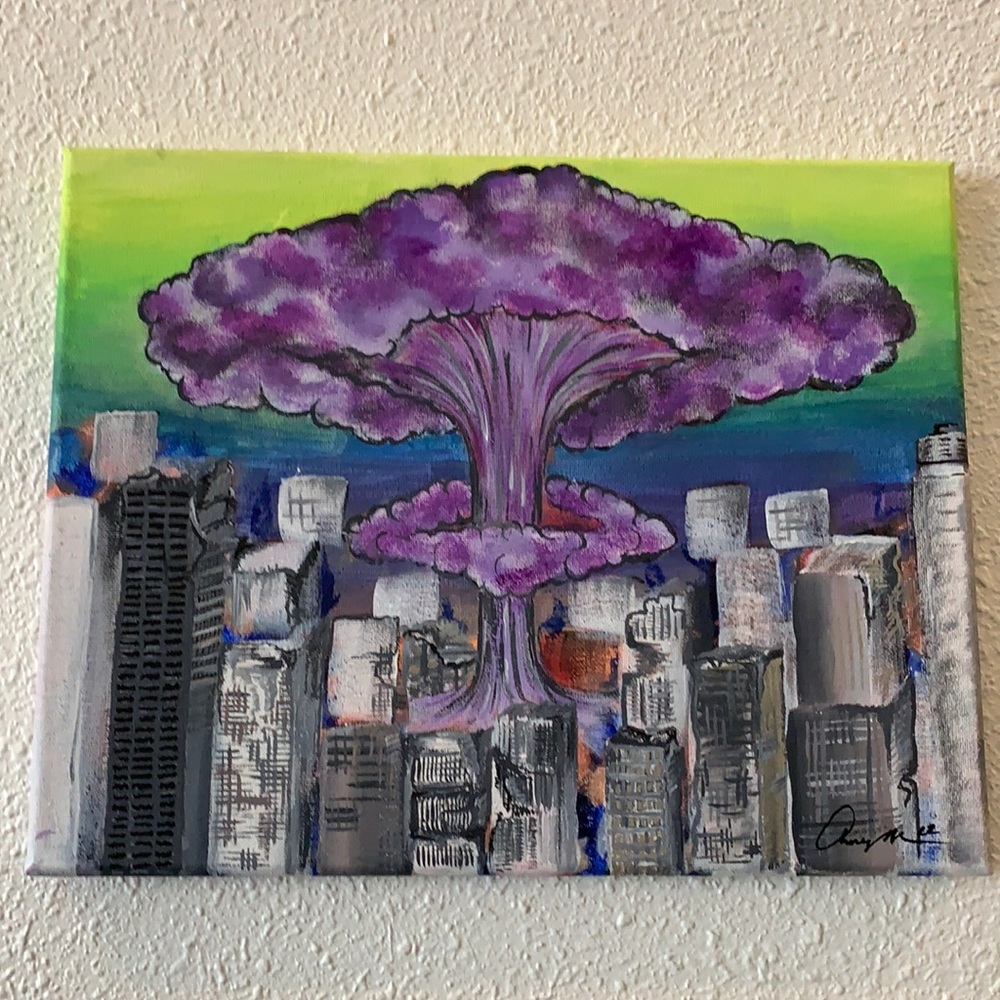 Cityscape Apocalypse Original Artwork Acrylic Painting